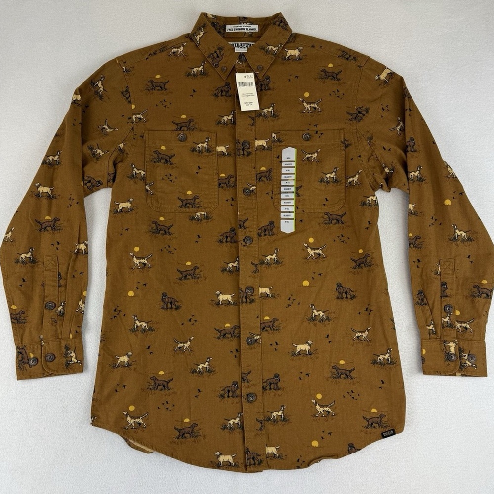 NWT Duluth Trading Free Swinging Flannel Shirt Men's X Large Dog‎ Beagle Brown